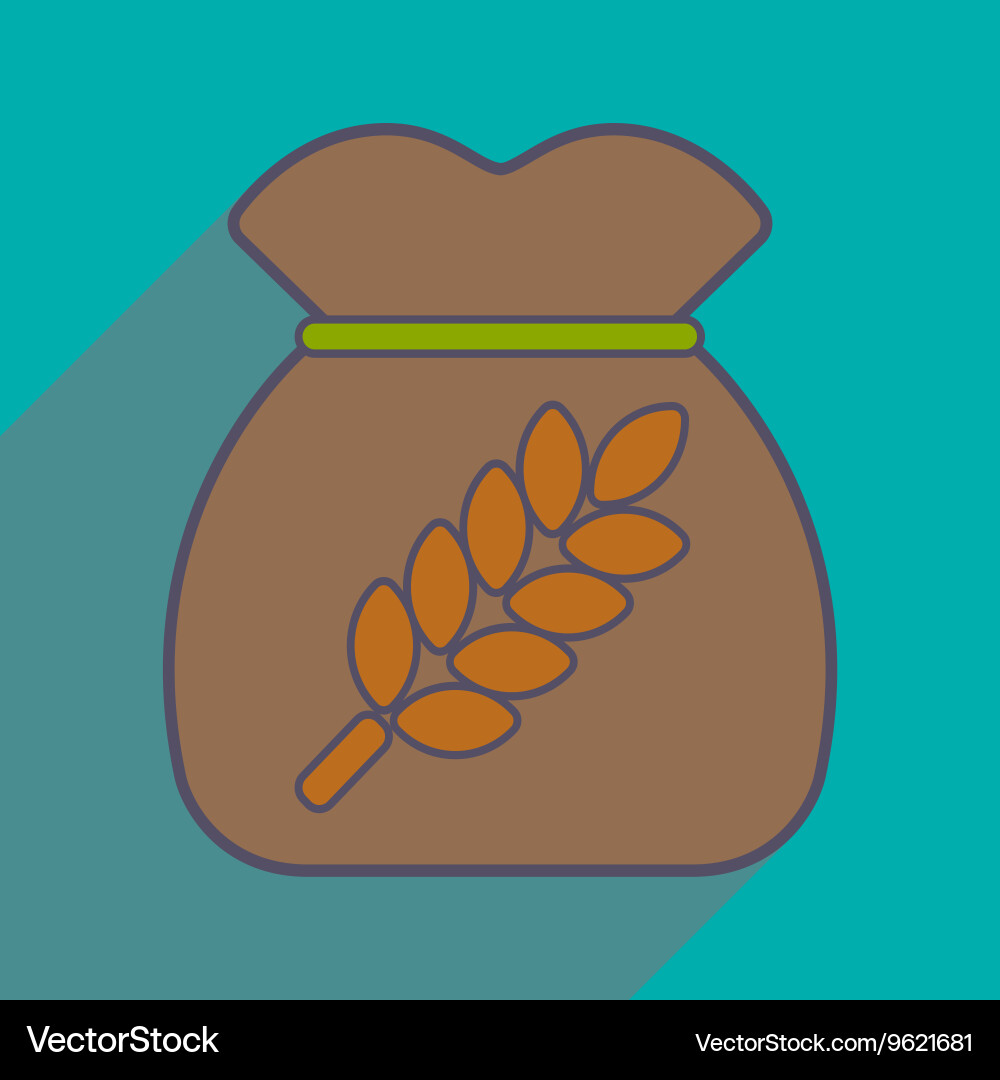 Flat with shadow icon and mobile application bag vector image