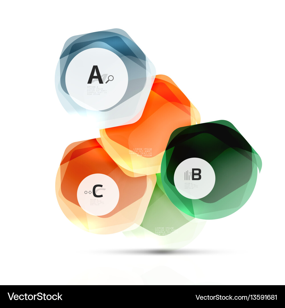 Glass glossy shiny hexagon web elements Glass glossy shiny hexagon web elements vector image
