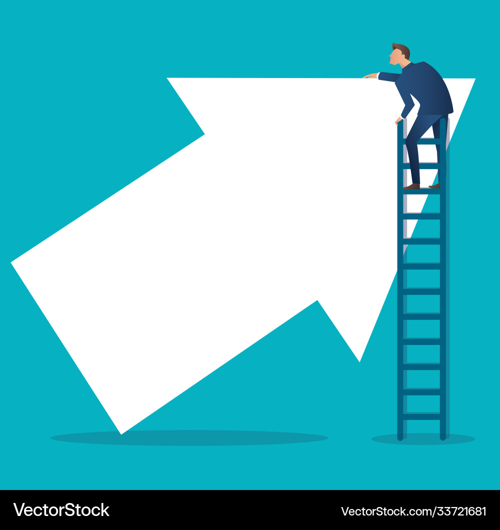 Man on ladder with up arrow Vector Image