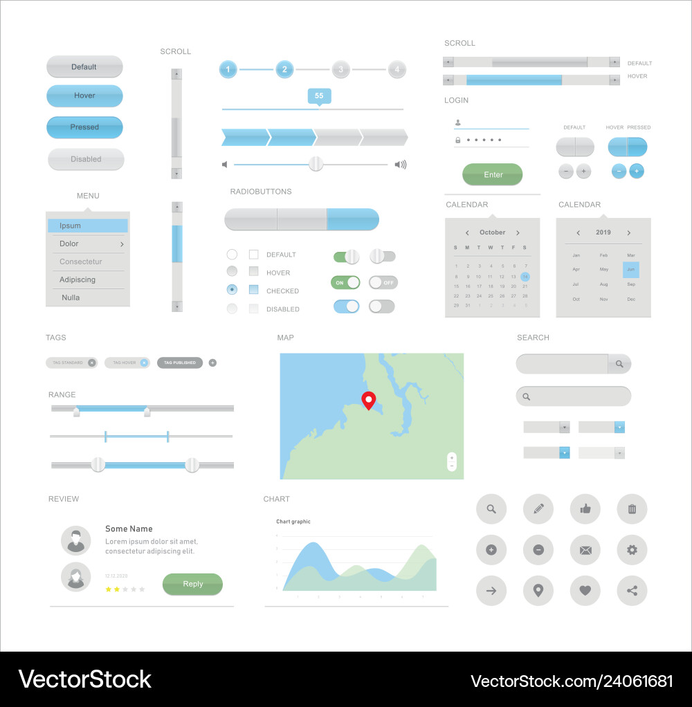Mega ui for desktop or apps interface design Mega ui for desktop or apps interface design vector image