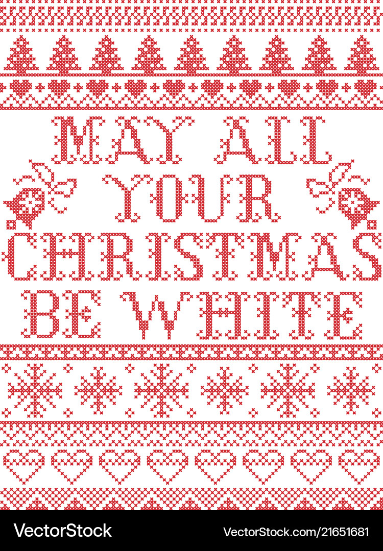 Nordic Christmas Pattern - White & Red vector image