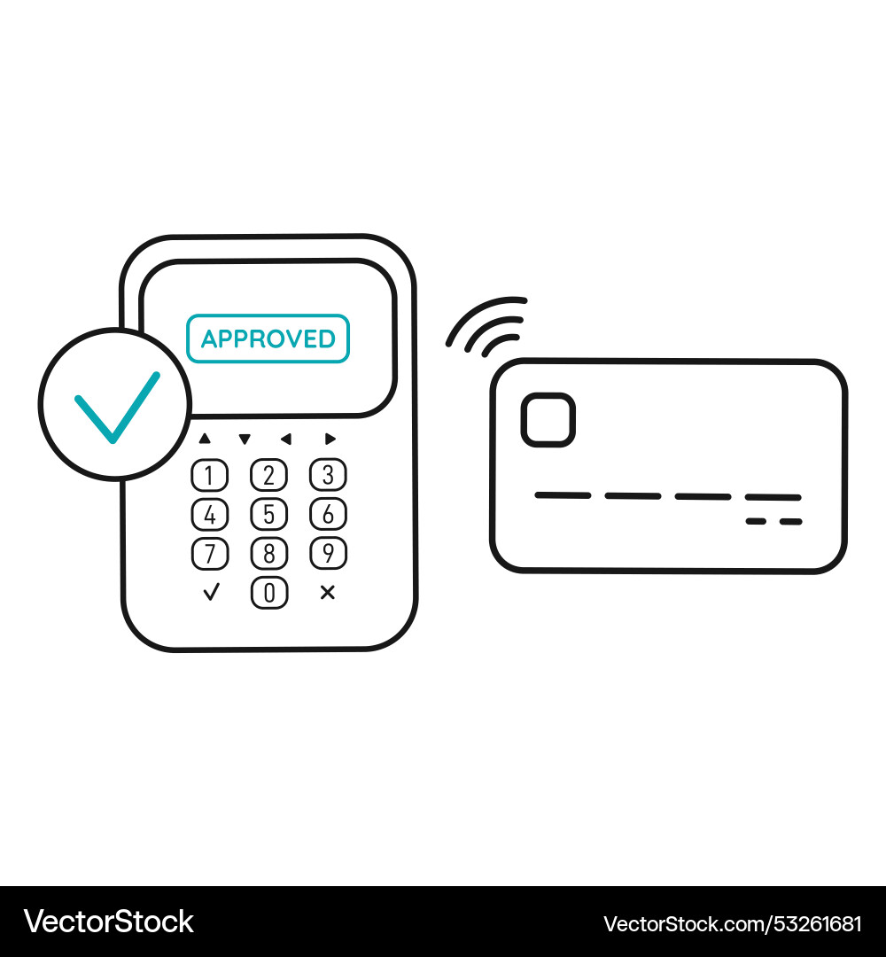 Pos terminal with green checkmark approved Pos terminal with green checkmark approved vector image