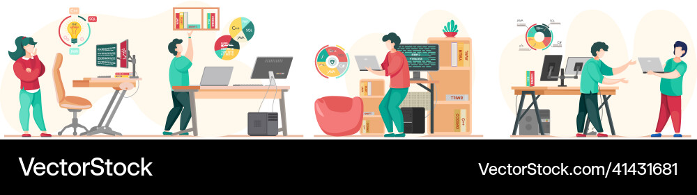 Programmer engineering and coding Programmer engineering and coding vector image