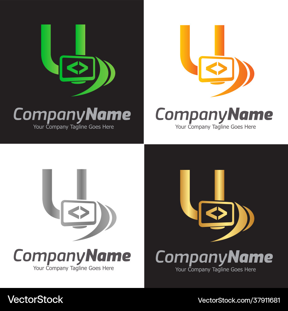 Programmiercode und Computermonitor-Logo vektorbild