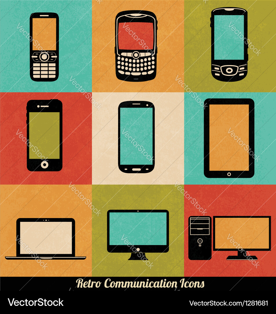 Retro Connection Icons - Device Collection vector image