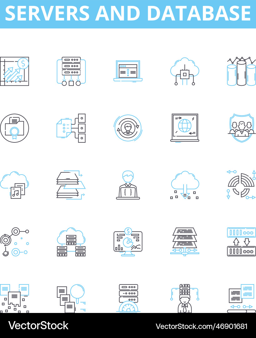 Servers and database line icons set Servers and database line icons set Vector Image