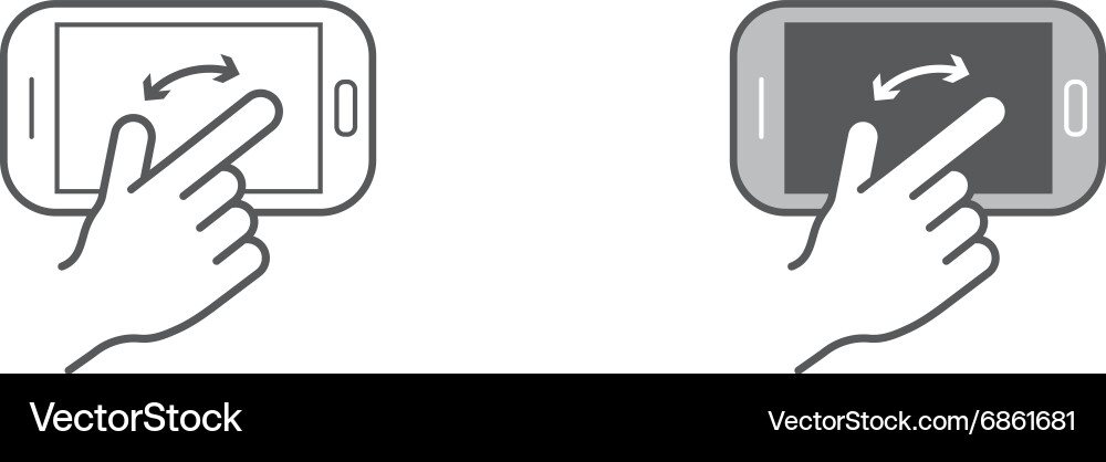 Set icons with hands holding smart device vector image
