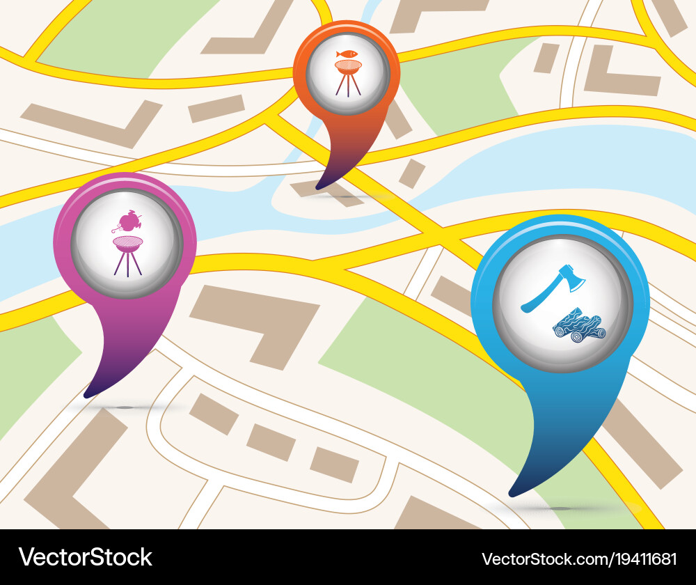 Set of tourism service map pointers vector image