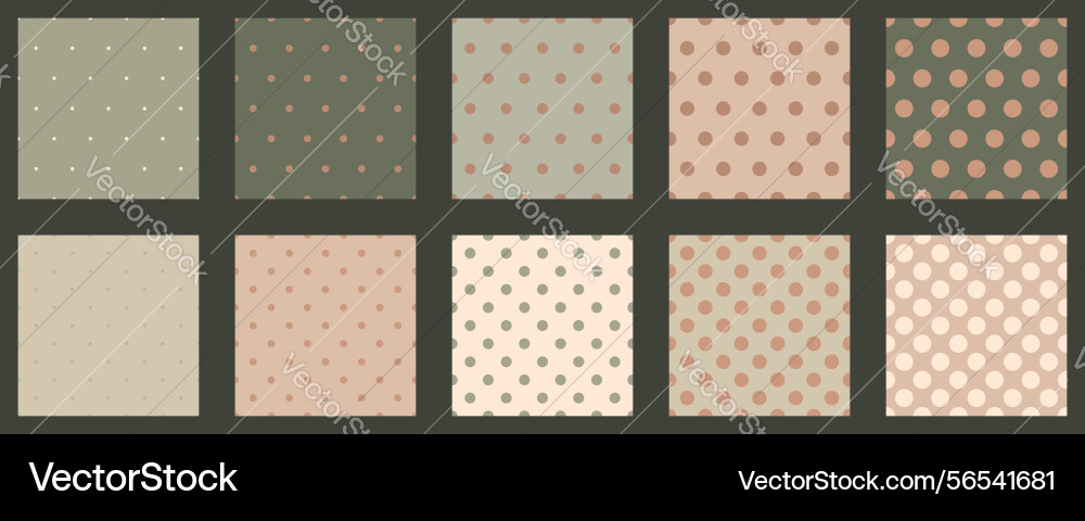 Set polka dots seamless pattern simple background vector image