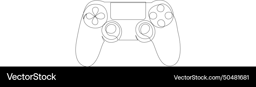 Single continuous line drawing of game controller vector image