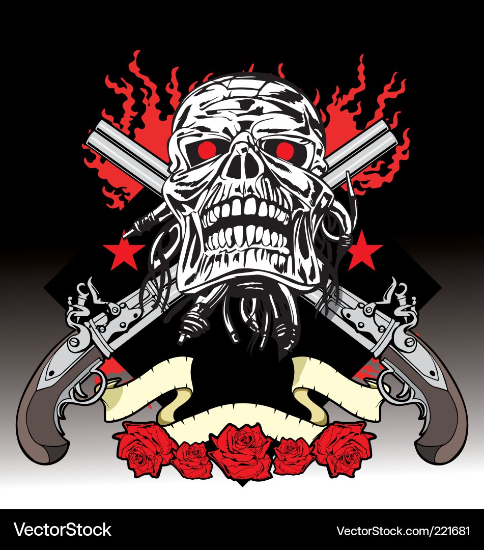 Skull with Roses Vector Image