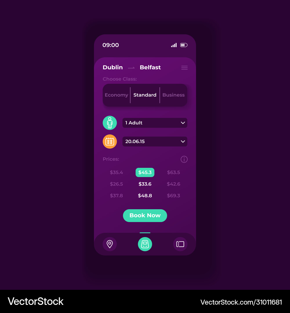 Tickets order application smartphone interface Tickets order application smartphone interface vector image