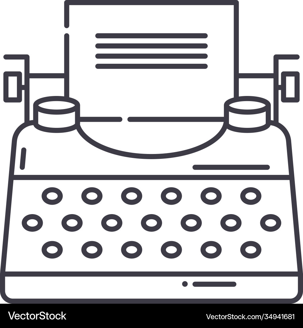 Typewriter icon linear isolated Typewriter icon linear isolated Vector Image