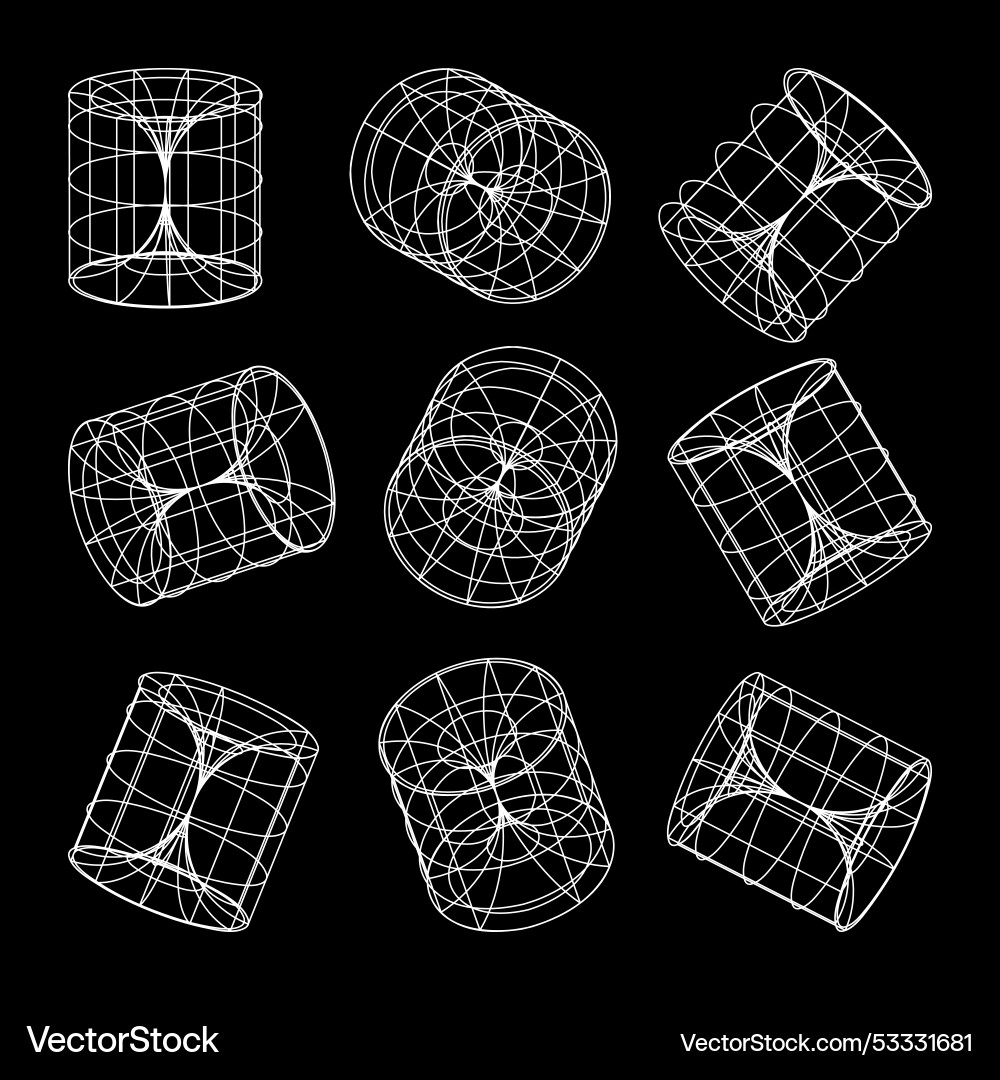 Wireframe lined shapes perspective mesh 3d grid Wireframe lined shapes perspective mesh 3d grid vector image
