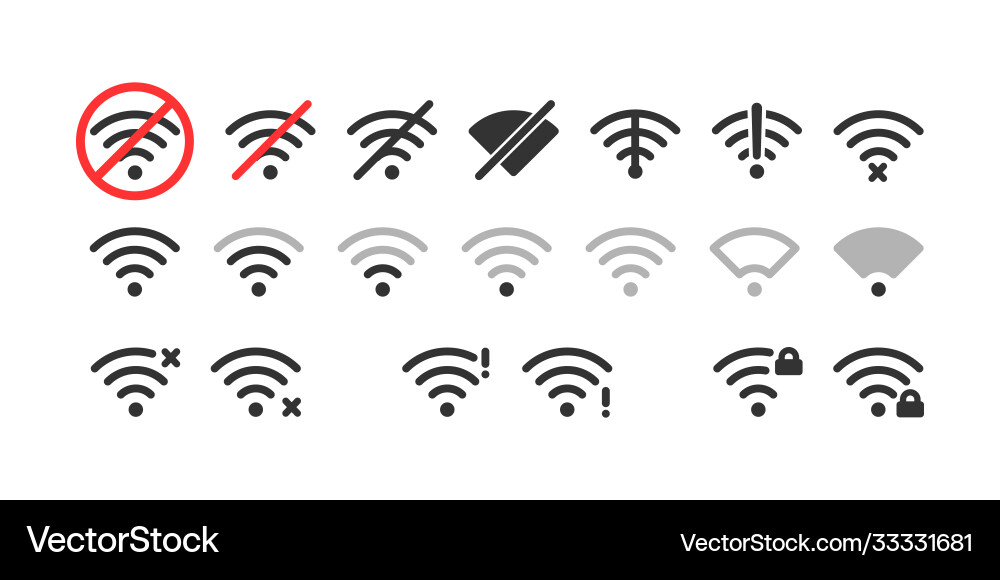 Wireless Signal Icons - Wi-Fi Levels Vector Image
