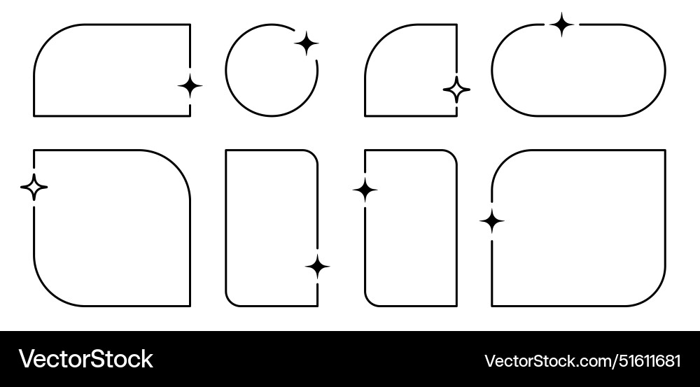 Y2k thin frames empty borders with sparkles vector image