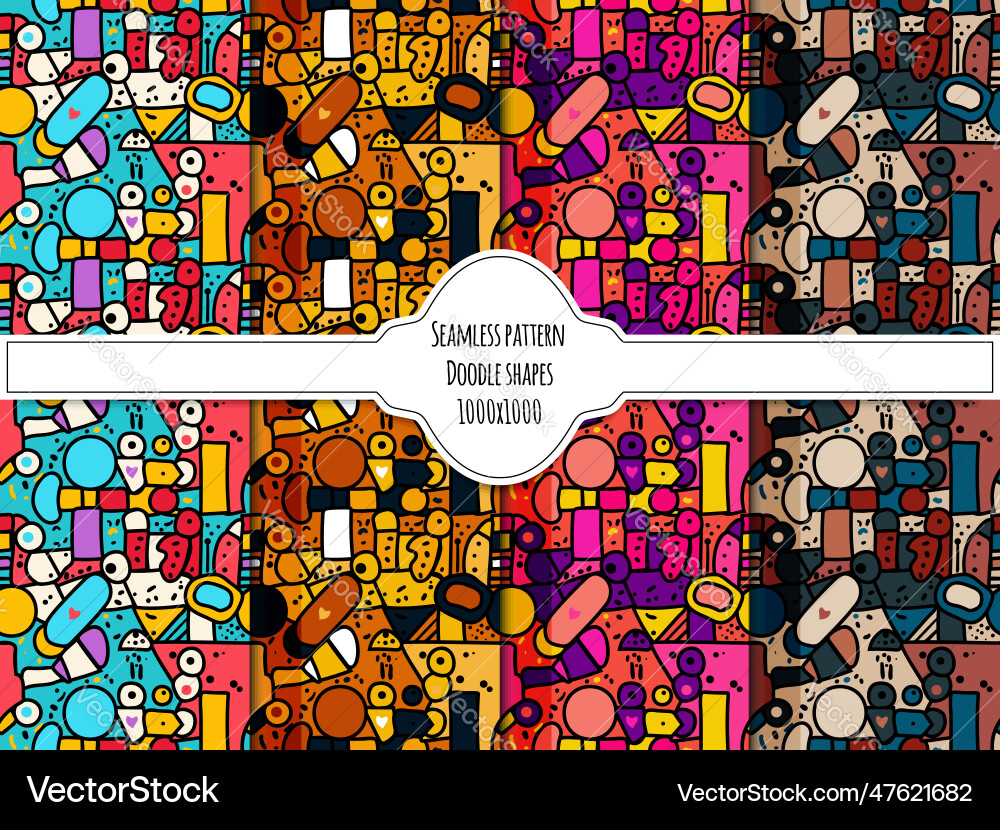 A set of seamless patterns with geometric shapes A set of seamless patterns with geometric shapes Vector Image