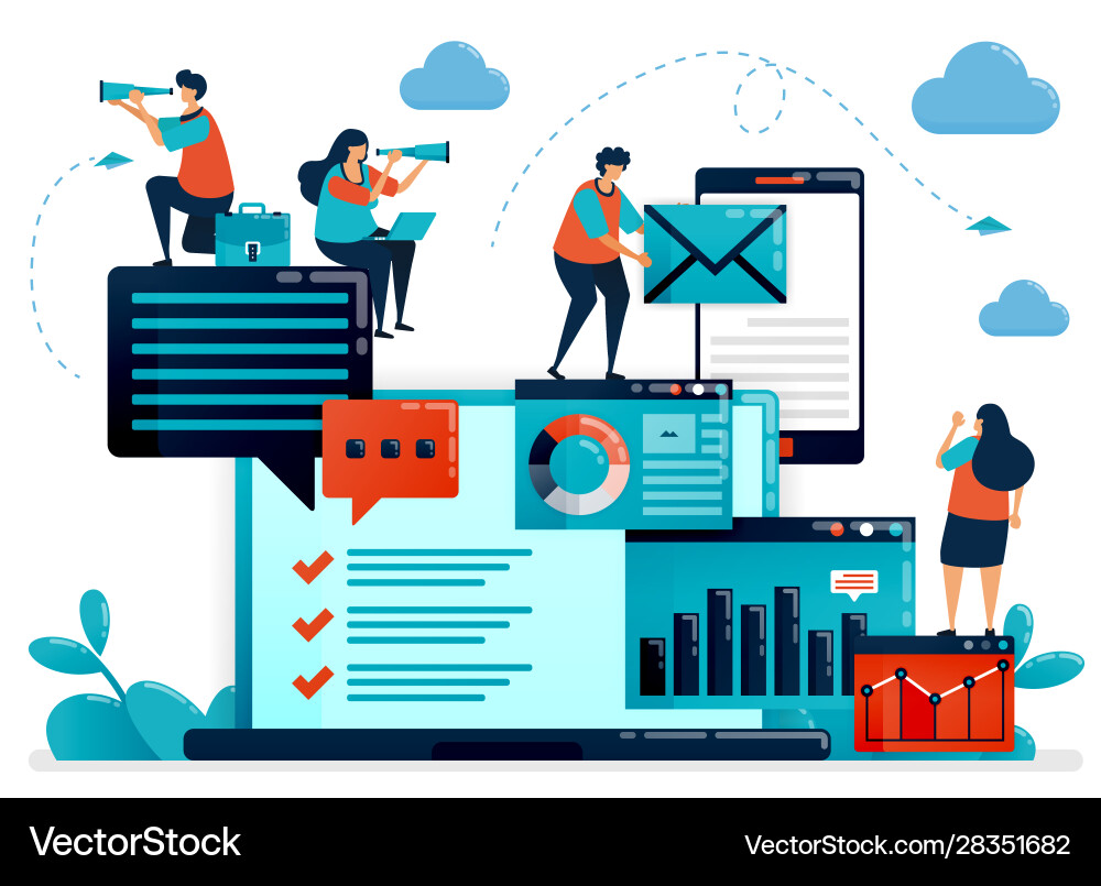 Analyze statistic and data on company report Analyze statistic and data on company report Vector Image