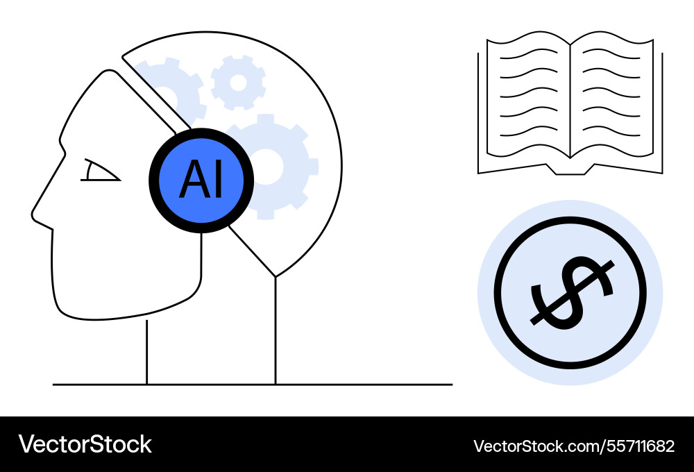 Artificial intelligence enhancing knowledge vector image