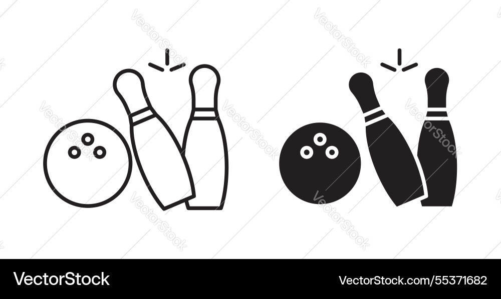 Bowling icon set in thin line for web Bowling icon set in thin line for web vector image