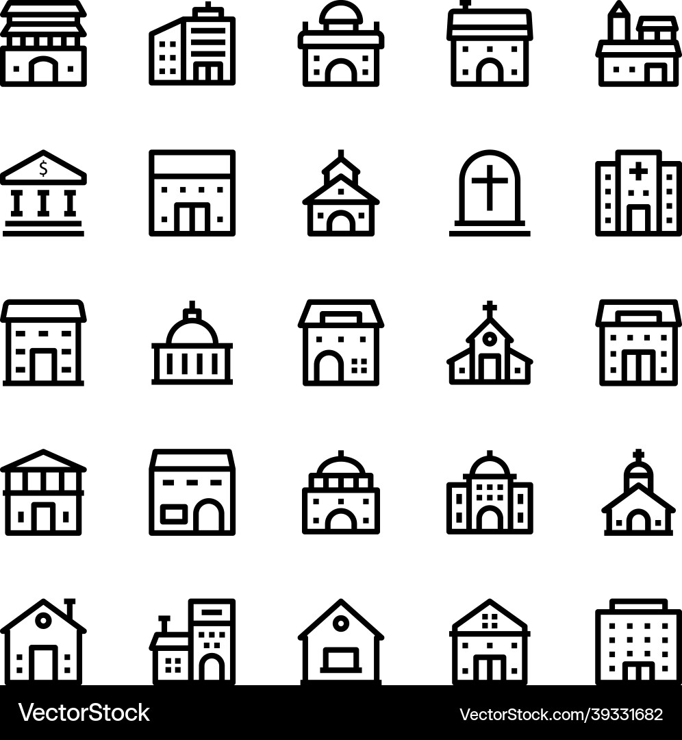 Building Icons - Outline Collection vector image