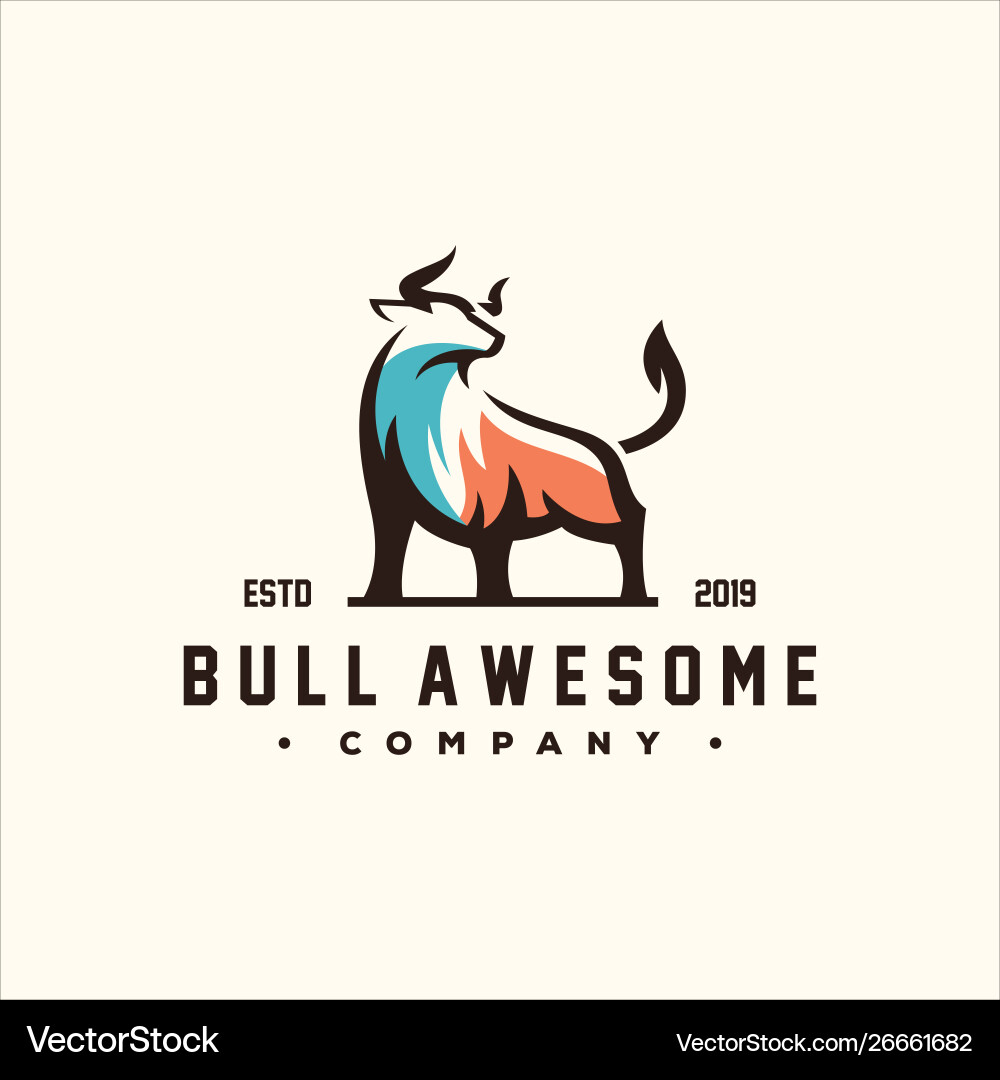 Colorful Bull Logo Vector Image