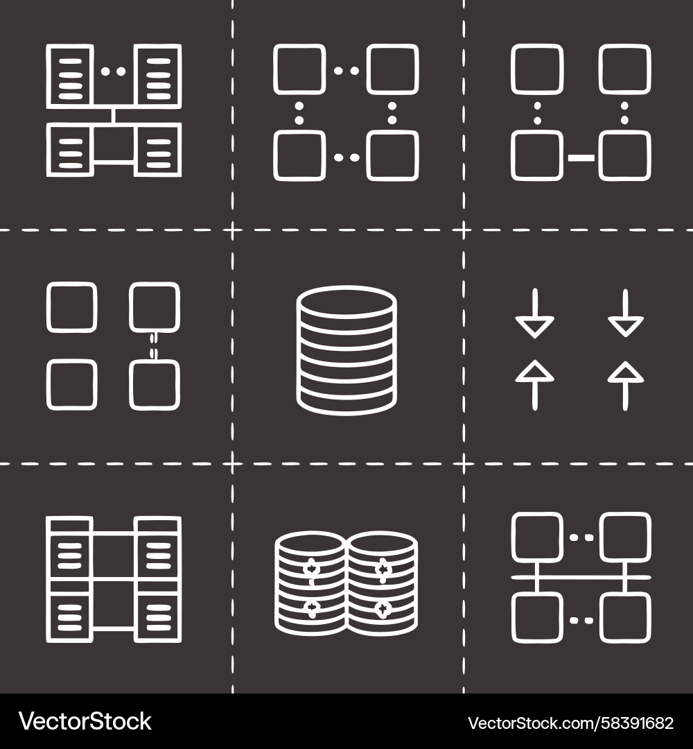 Data & Network Icons Grid Vector Image