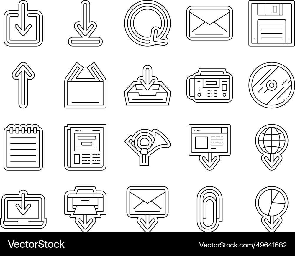 Download file computer data icons set Download file computer data icons set vector image