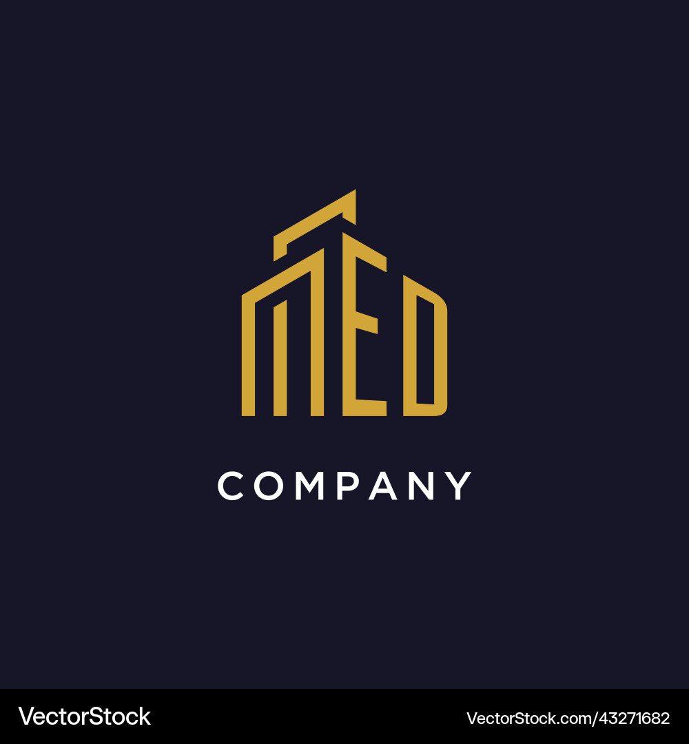 Ed initial monogram with building logo design vector image