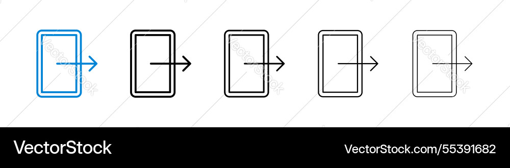 Exit icons in five different stroke sizes vector image