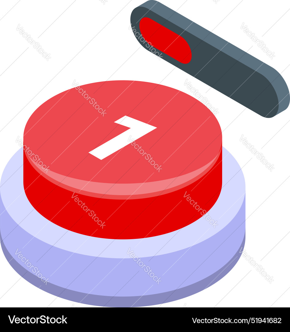 Finger pushing red button with number one Finger pushing red button with number one Vector Image