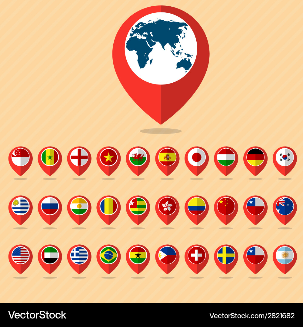 Flat icon set check in and flags Vector Image