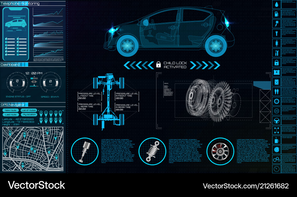 Futuristic user interface car service hud ui vector image