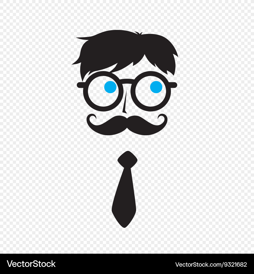Geek nerd guy with mustache vector image