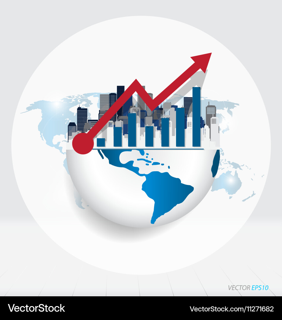 Globe and building with modern design graph can vector image