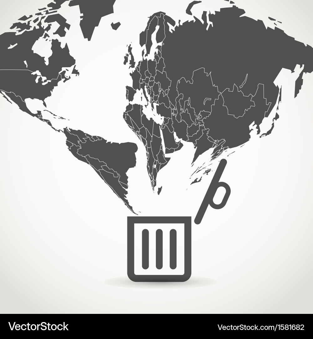 Globe flowing into a garbage basket vector image