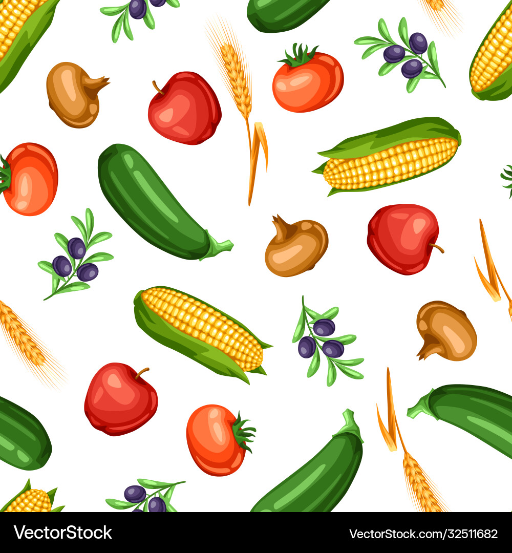 Herbst Ernte Obst Muster Vektorbild