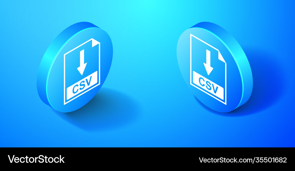 Isometric csv file document icon download Isometric csv file document icon download vector image