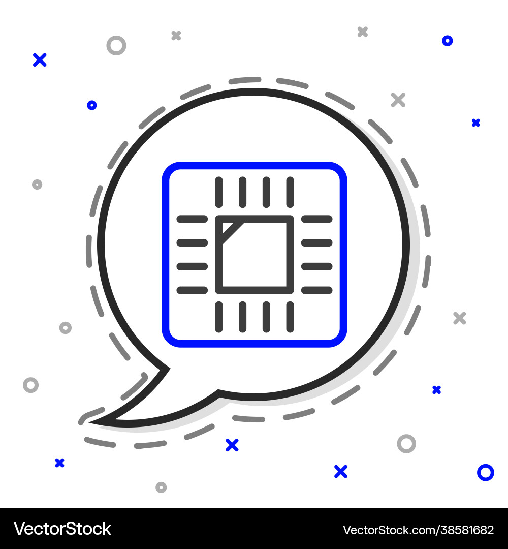Line computer processor with microcircuits cpu Line computer processor with microcircuits cpu vector image