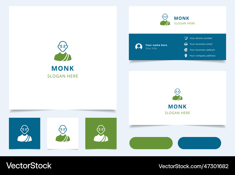 Monk logo design with editable slogan branding Monk logo design with editable slogan branding vector image