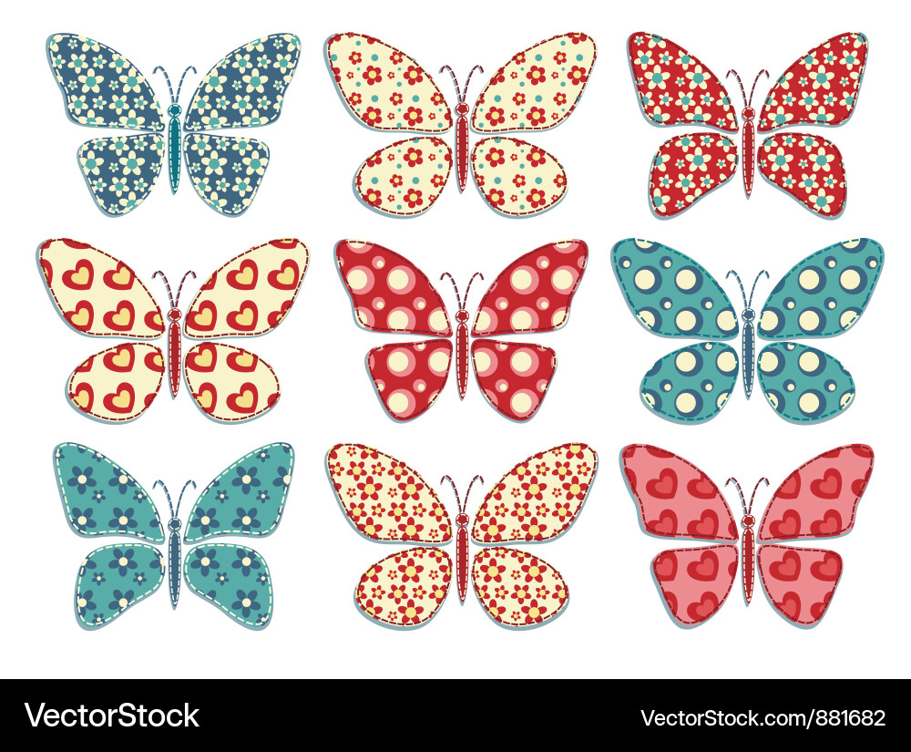Patchwork Butterfly Collection vector image