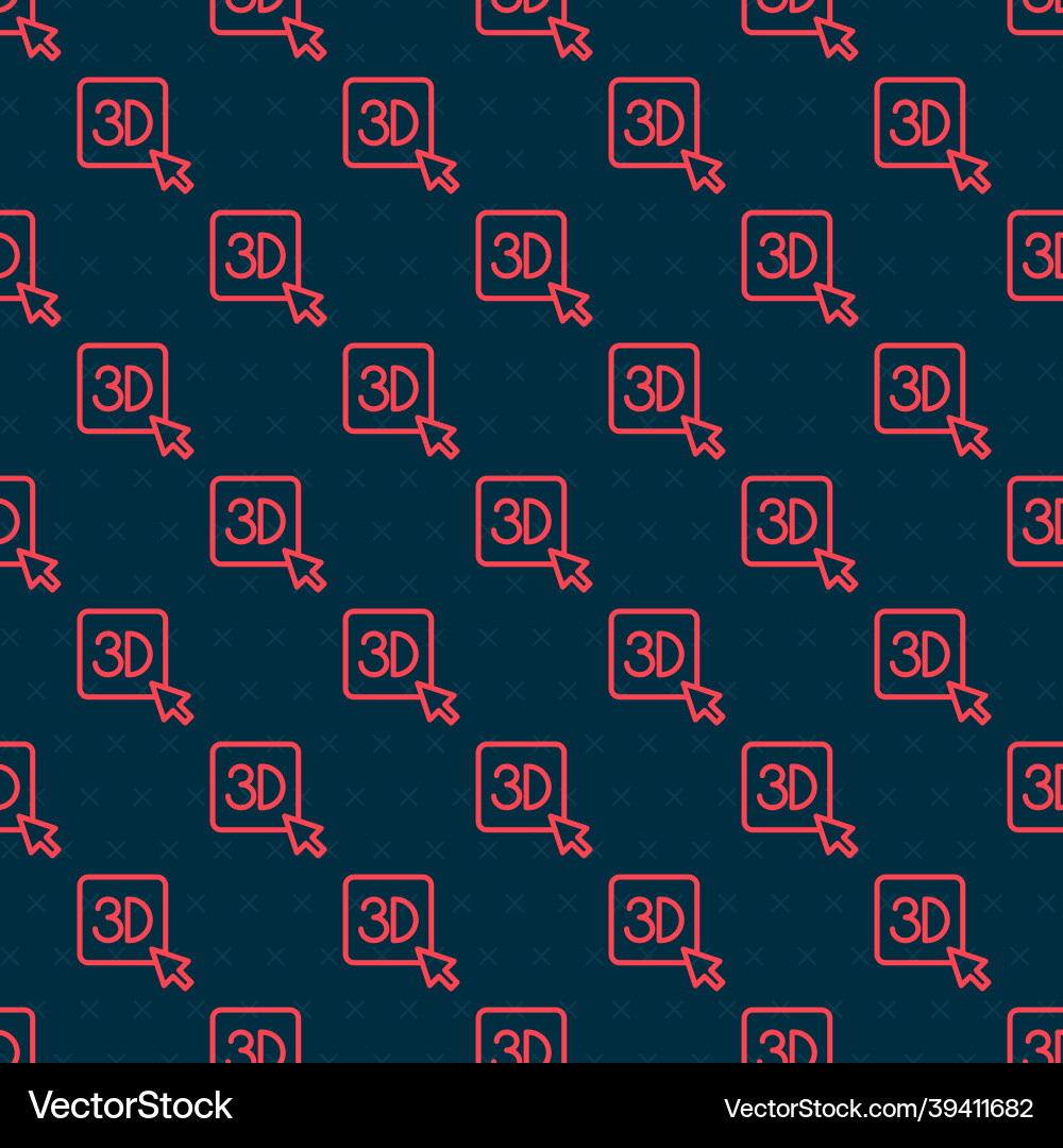 Red line 3d printer icon isolated seamless pattern Vector Image