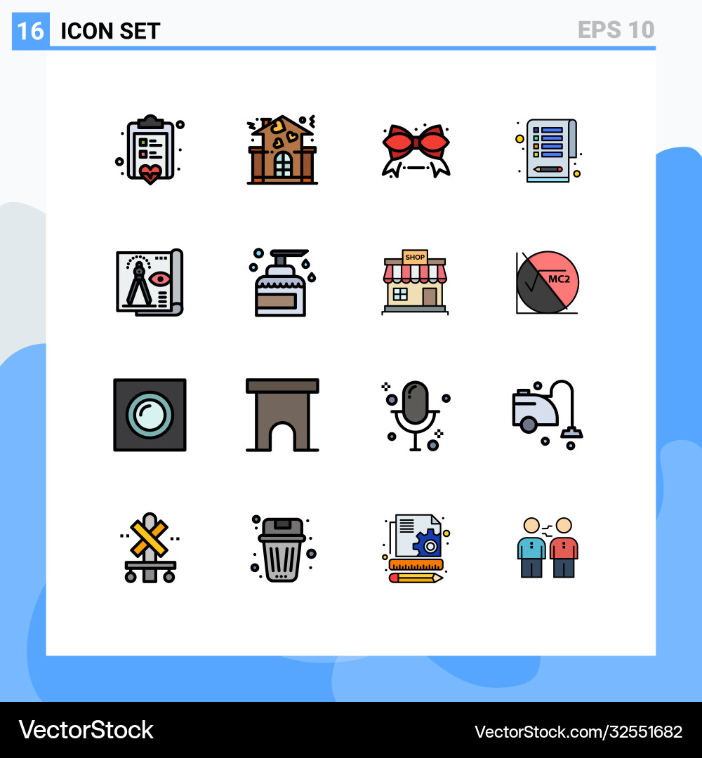 Set 16 modern ui icons symbols signs for file Vector Image