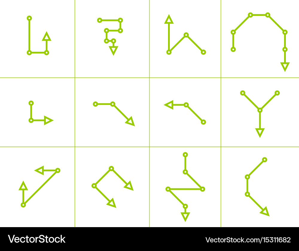 Set of green segmented arrow with circle vector image