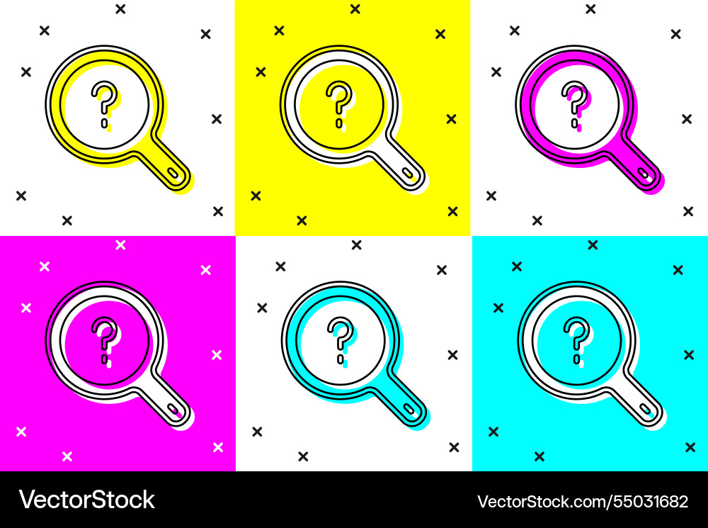 Set unknown search icon isolated on color Set unknown search icon isolated on color vector image