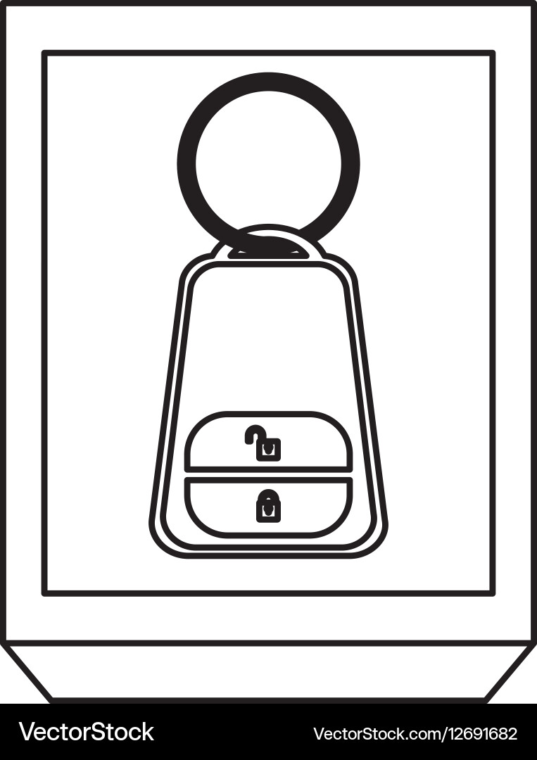Silhouette rectangle button key alarm system car vector image