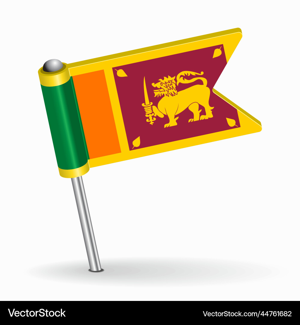 Sri Lanka Flag Pointer Map Vector Image