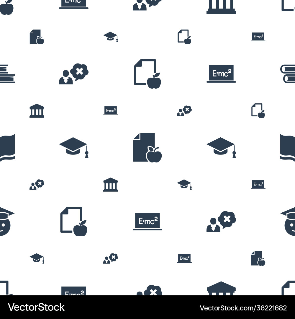 University icons pattern seamless white background vector image