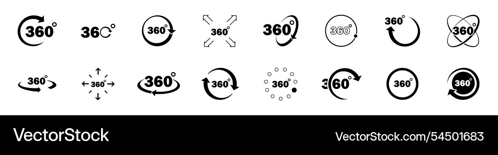 360 degrees icons set ui and ux design elements 360 degrees icons set ui and ux design elements vector image