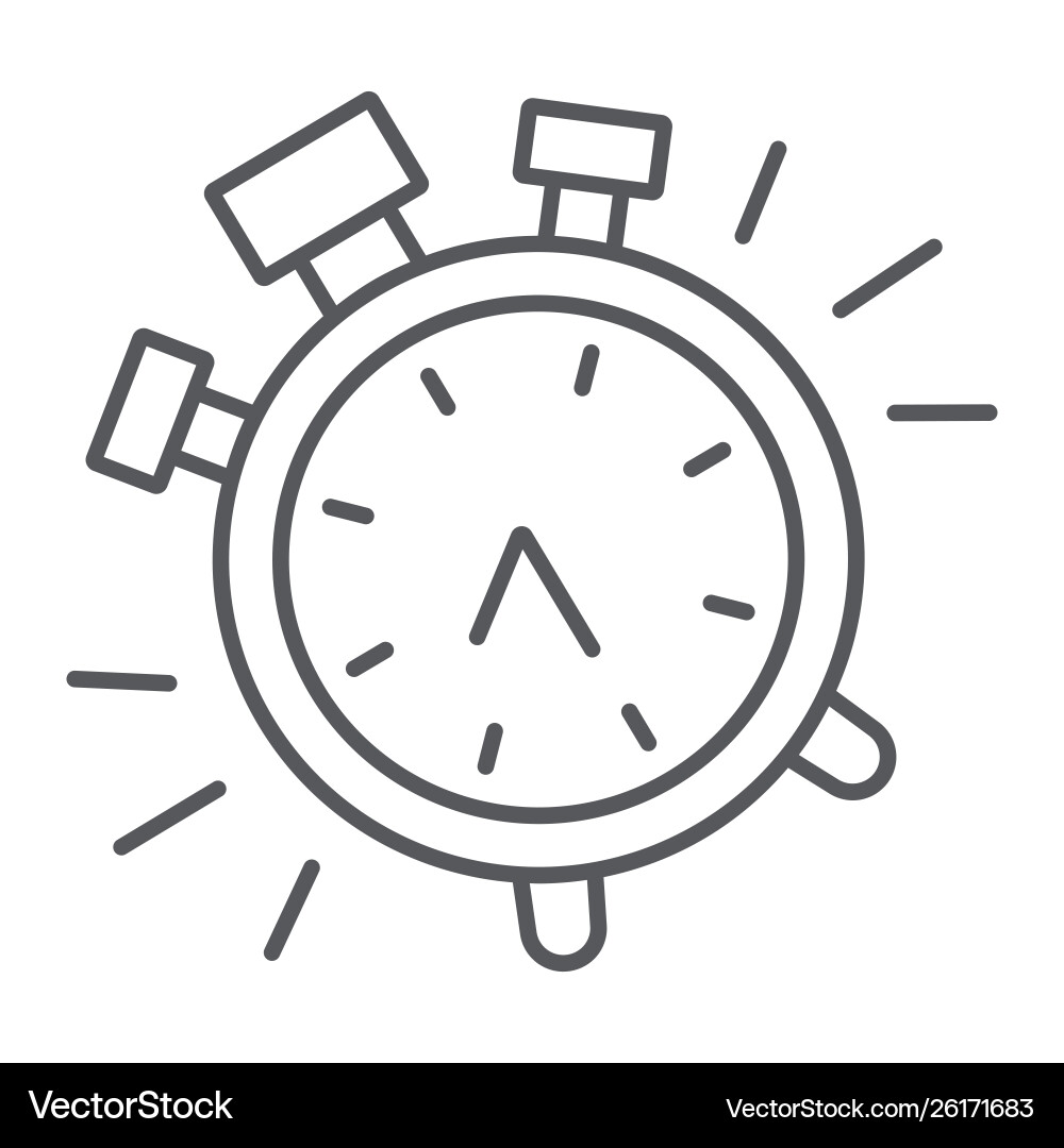 Alarm clock thin line icon time and watch Vector Image